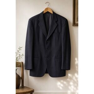 Vintage 1990s Hugo Boss Wool Blazer Sport Coat 40R Navy Made USA Classic